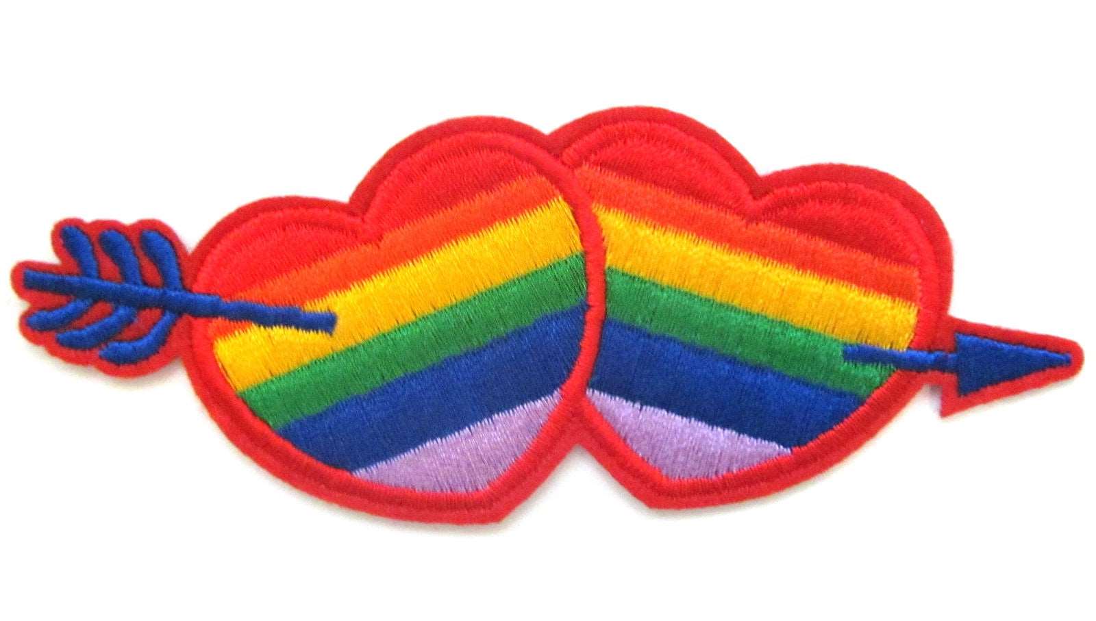 Alice Patches 2.8x2.4 12pcs Pride Rainbow Heart Patches Iron on Embroidered Patches Appliques Machine Embroidery Needlecraft Sewing Girls