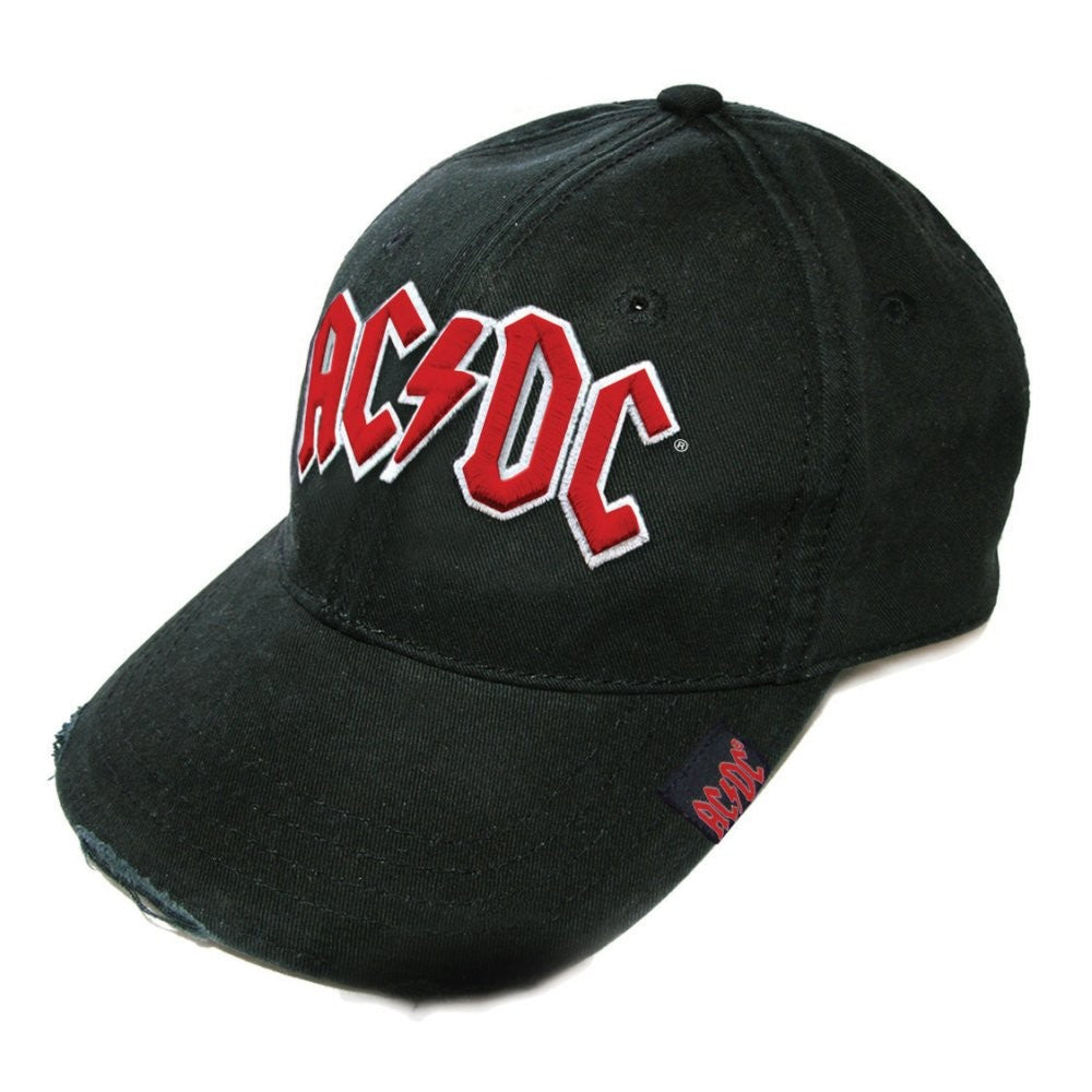 Officially Licensed ACDC Distressed Baseball Cap- One Size Red Music Rock Band Hat