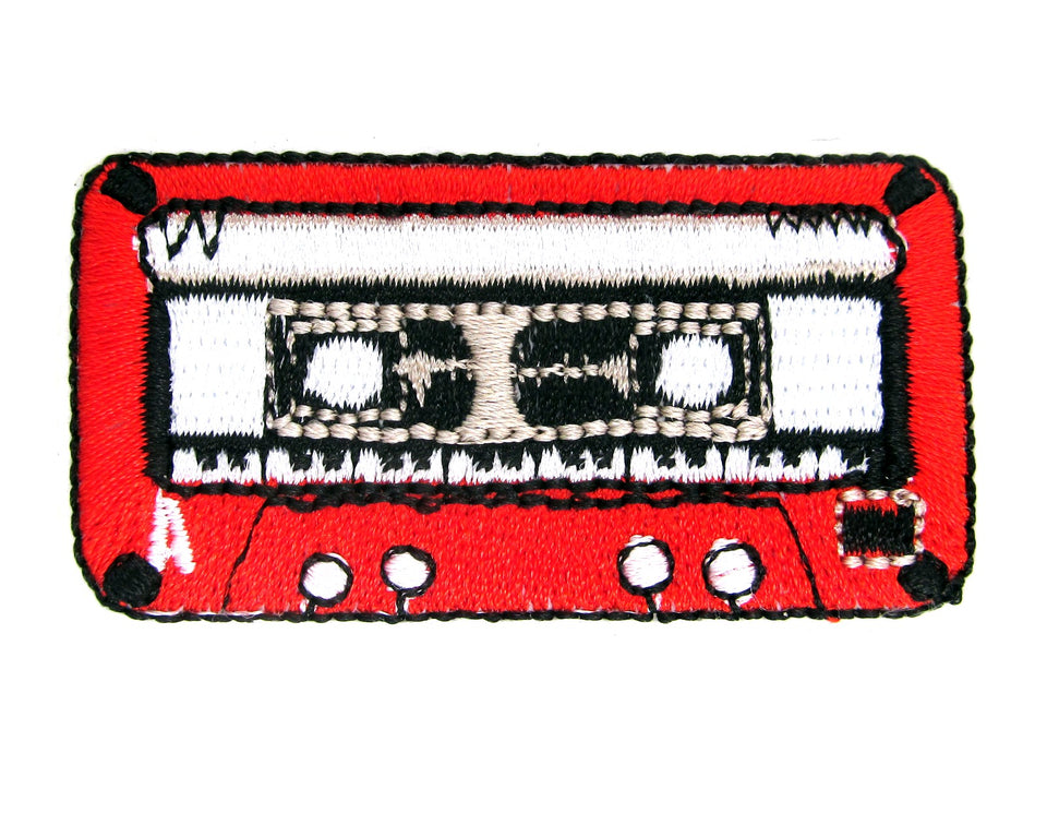 Retro Cassette Iron On Patch- 80's Music Walkman Badge Embroidered Sew - HanDan Patches