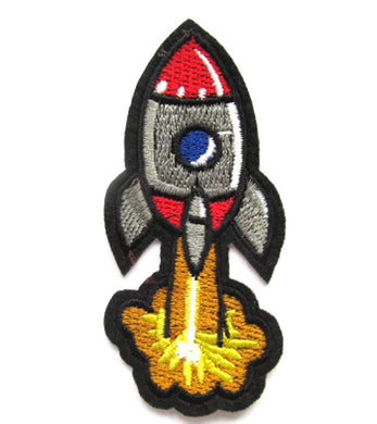 Rocket Ship Space Iron On Patch- UFO Kids Fancy Dress Up Applique Badge Sew - HanDan Patches