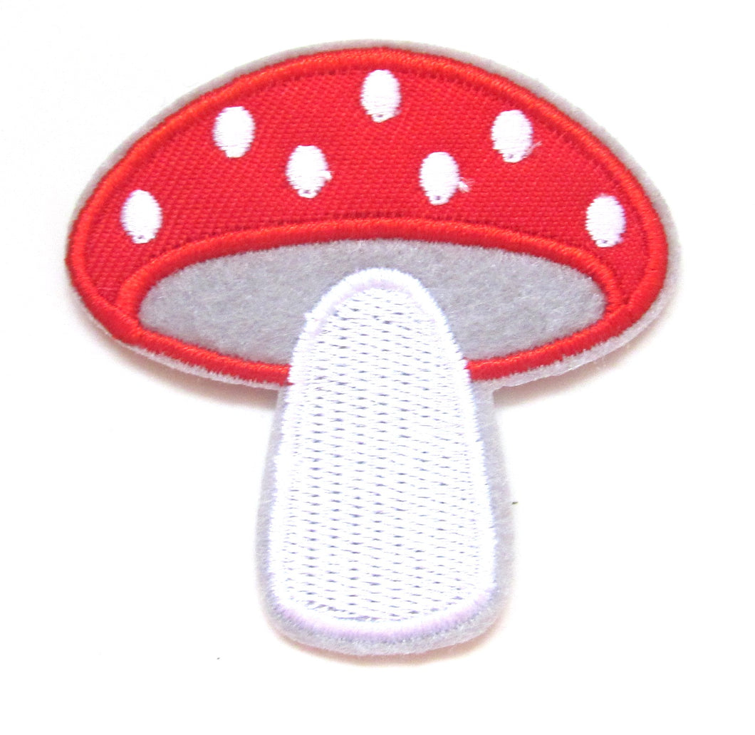 Toadstool Mushroom Iron On Patch- Garden Fairy Embroidered Badge Applique Craft