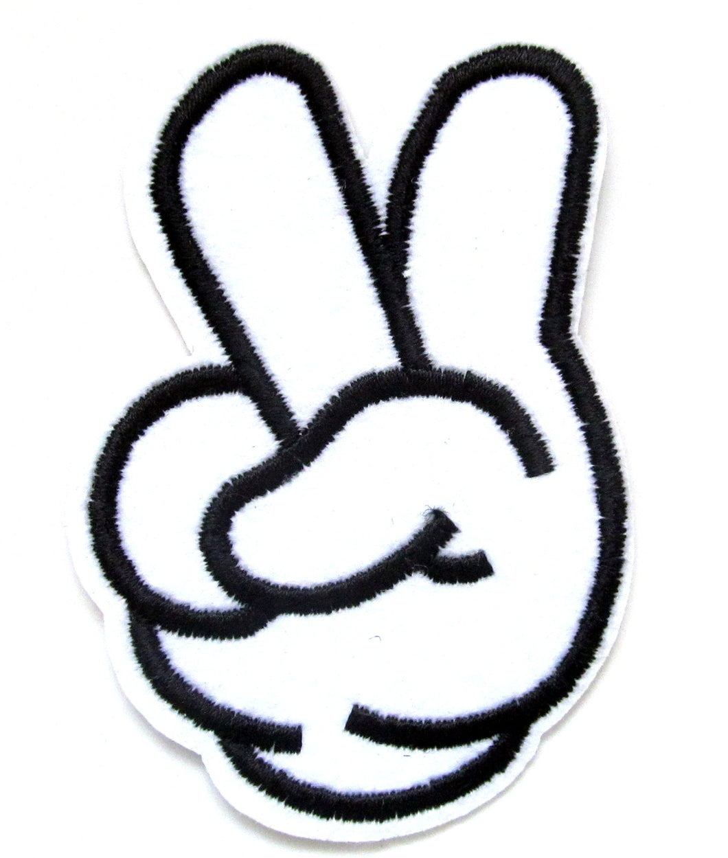 Cartoon Peace Hand Iron On Patch- Embroidered Symbol White Applique Badge