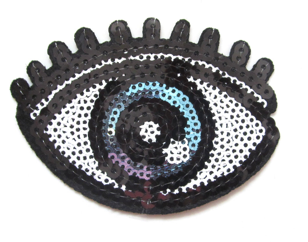 Sequin Eye Iron On Patch- Eyeball Embroidered Applique Badge Sew Patches