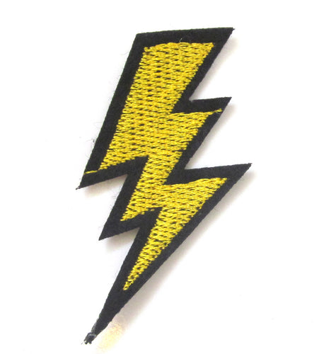 Large Lightning Bolt Iron On Patch- Gold Flash Badge Applique Sew Patches - HanDan Patches