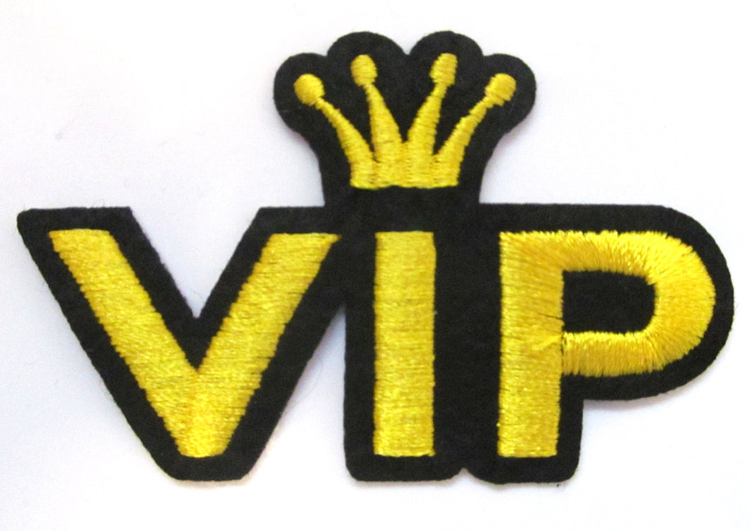 VIP Iron On Patch- Novelty Star Celebrity Royalty Applique Crafts Badge Sew