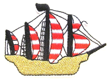 Pirate Ship Iron On Patch- Kids Sail Boat Yacht Applique Crafts Badge Sew - HanDan Patches