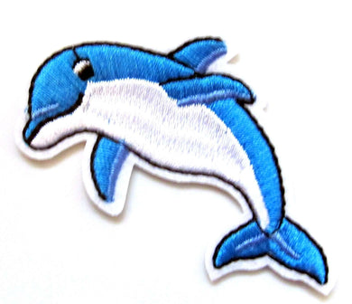 Dolphin Iron On Patch- Kids Sea Animal Mammal Fish Applique Crafts Badge Sew - HanDan Patches