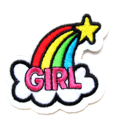 Star Girl Power Rainbow Iron On Patch- Love Peace Embroidered Applique Badge - HanDan Patches