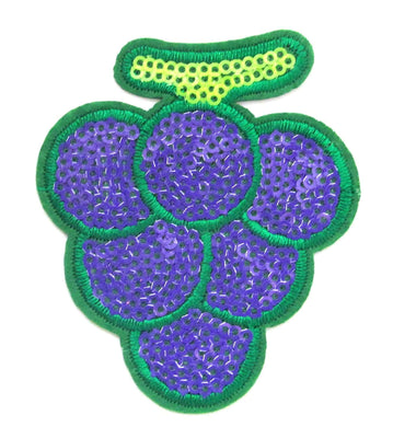 Sequin Grapes Iron On Patch- Food Fruits Badge Patches, applique - HanDan Patches