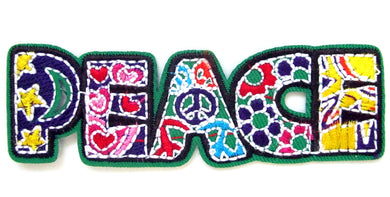 Multi Colour Peace Sign Iron On Patch- Love Hippies Embroidered Applique Badge - HanDan Patches