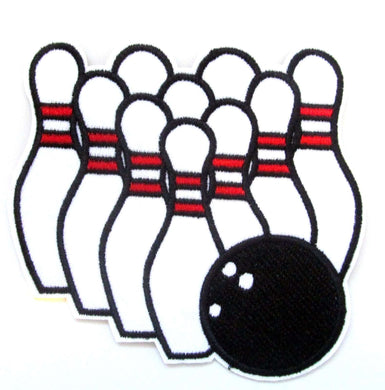 Ten Pin Bowling Iron On Patch- Sports Applique Badge Embroidered Crafts - HanDan Patches