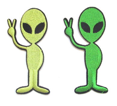 Alien Peace Iron On Patch- Embroidered Appliques Sew Sci-Fi Badge Crafts - HanDan Patches