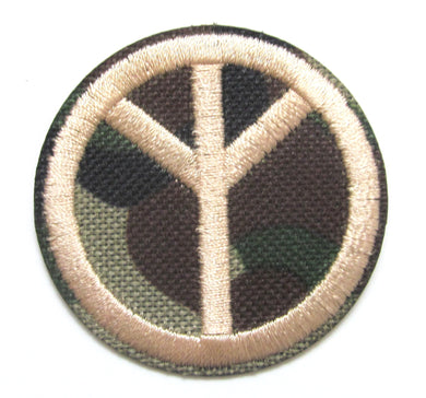 Camouflage Peace Symbol Embroidered Iron On Patch- Hippy 60's Army War Badge - HanDan Patches