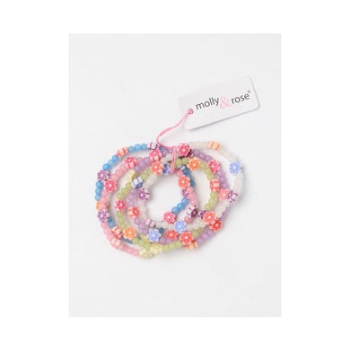 5 Frosted Daisy Bracelets- Flower Beaded Kids Party Bag Boys Girls Wristband - HanDan Patches