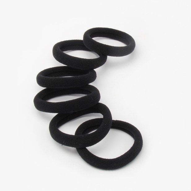 6 Pack Of Soft Jersey Black Hair Elastic Bobbles- Hairband Girls Boys Ponios - HanDan Patches