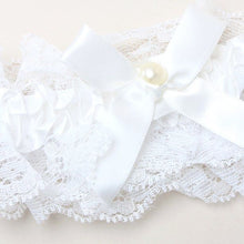 Load image into Gallery viewer, Ladies Off White Pearl Garter- Wedding Bridal Bridesmaid Ribbon Womens Underwear - HanDan Patches
