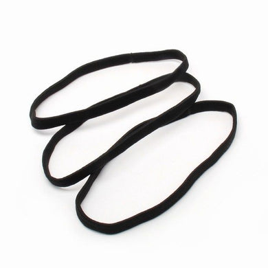 3 Pack Of Long Black Hair Elastic Bandeaux Hairbands- Girls Boys Alice Ties - HanDan Patches