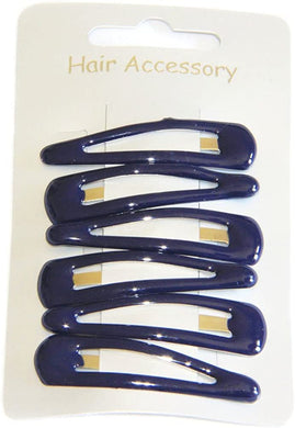 6 Pack Of Navy Blue Hair Clip Sleepies- Back To School Hair Clips Girls Boys - HanDan Patches