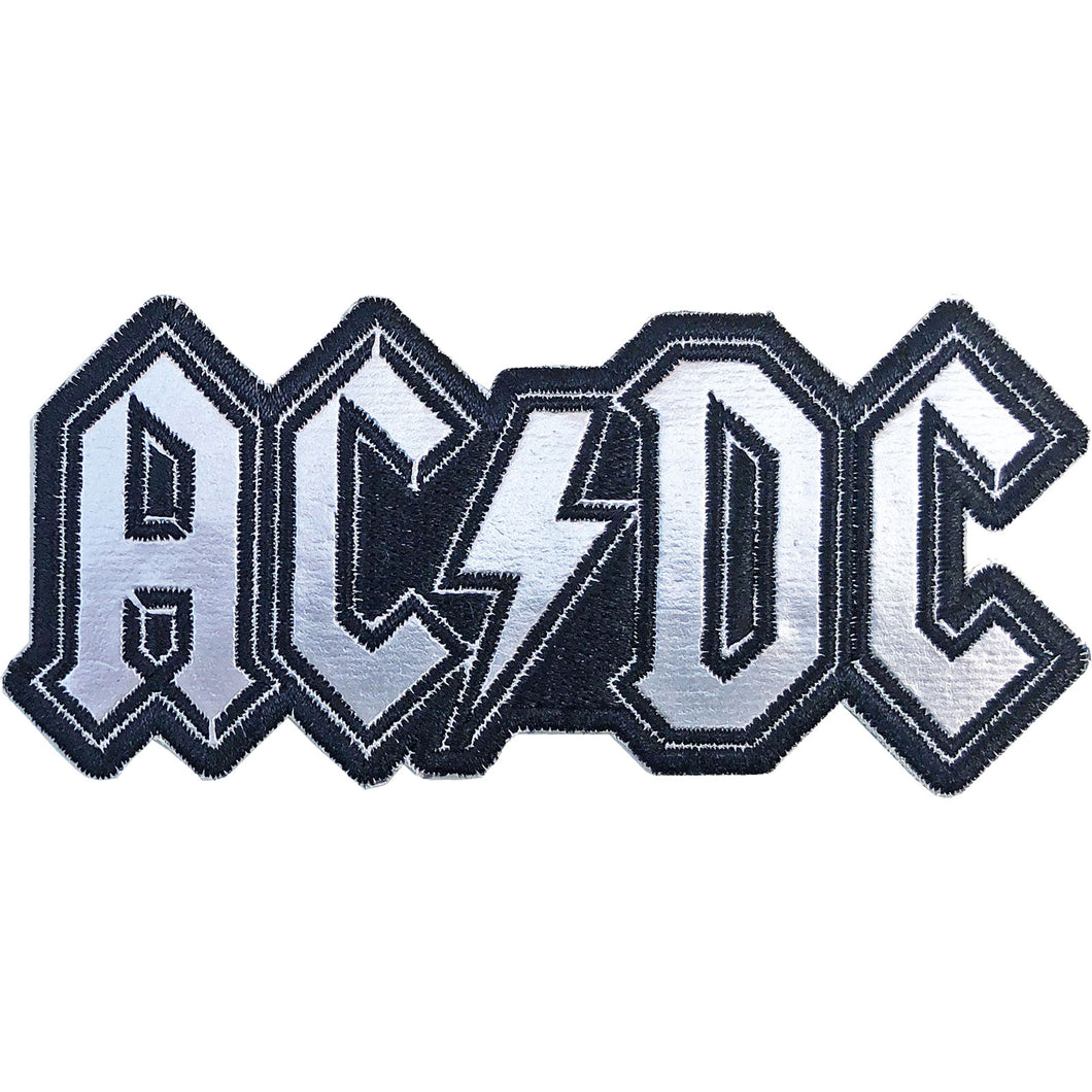 Officially Licensed ACDC Silver Logo Iron On Patch- Music Rock Band Patches