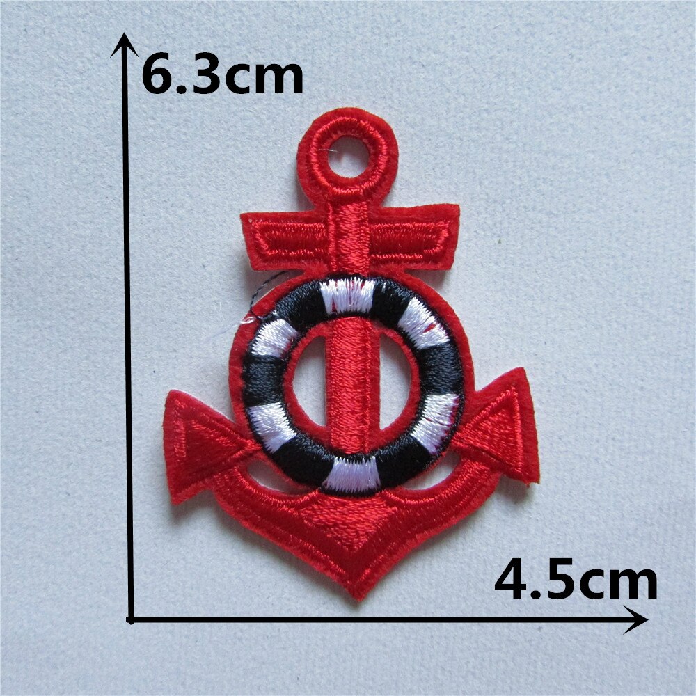 Anchor Iron On Patch- Red Military Navy Ship Boat Applique Crafts Badge