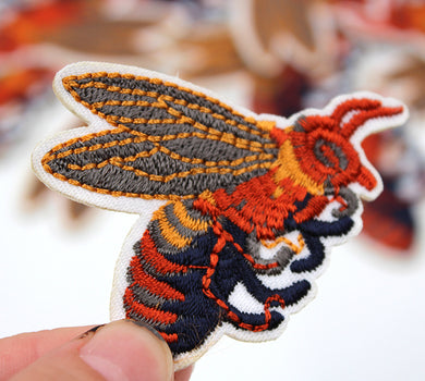 Golden Bee Embroidered Iron On Patch- Wasp Hornet Insect Sew Badge - HanDan Patches