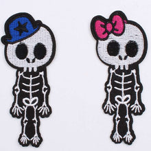 Load image into Gallery viewer, Mr &amp; Mrs Skeleton 2 Set Iron On Patches- Embroidered Appliques Skull Badge Crafts HD167 - HanDan Patches
