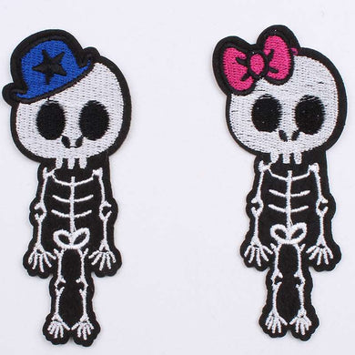 Mr & Mrs Skeleton 2 Set Iron On Patches- Embroidered Appliques Skull Badge Crafts HD167 - HanDan Patches