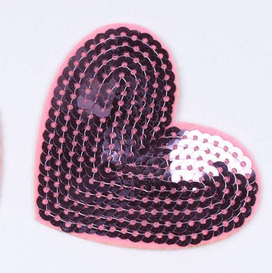 Sequin Pink Heart Iron On Patch- Love Peace Applique Crafts Badge Patches HD132 - HanDan Patches