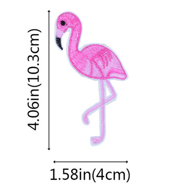 Flamingo Iron On Patch- Pink Bird Embroidered Applique Badge Patches - HanDan Patches