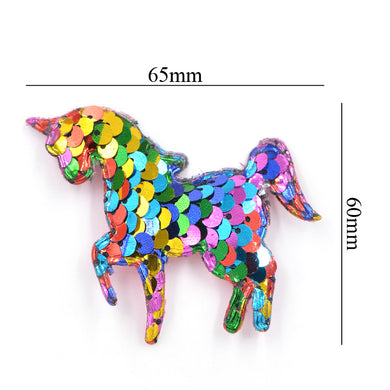 Sequin Unicorn Padded Sew On Patch- Rainbow Embellishment Embroidered Crafts - HanDan Patches