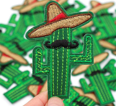 Mexican Cactus Iron On Patch- Sombrero Applique Crafts Badge Patches - HanDan Patches