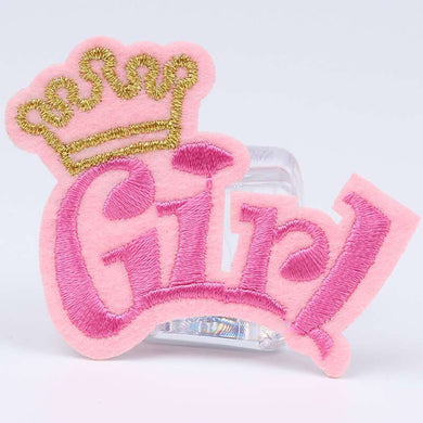 Girl Crown Iron On Patch- Royal Queen Princess Pink Applique Crafts Badge HD142 - HanDan Patches
