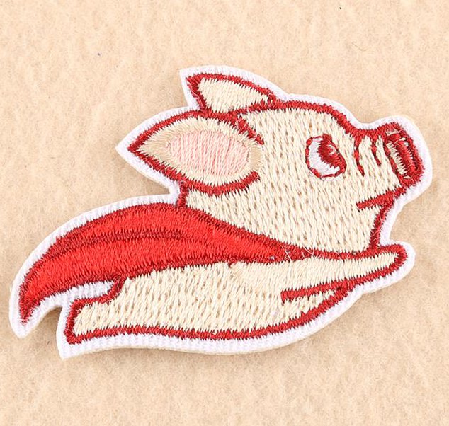 Super Pig Iron On Patch- Cute Kids Farm Animal Hero Embroidered Badge