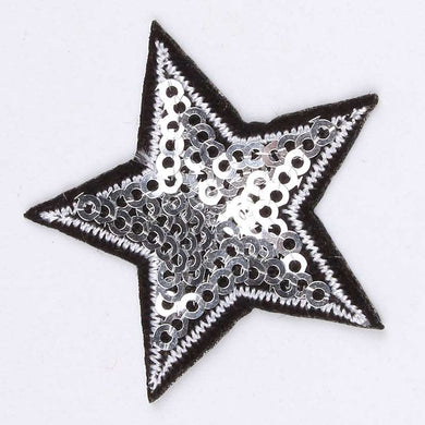 Sequin Silver Star Iron On Patch- Shape Applique Crafts Badge Patches - HanDan Patches