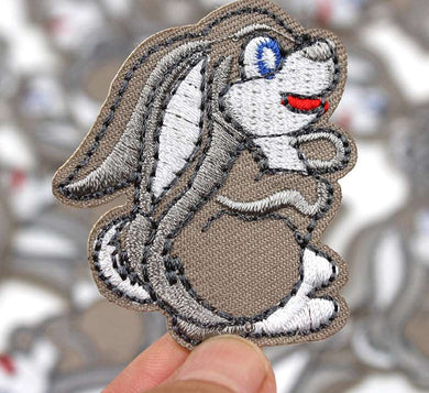 Rabbit Iron On Patch- Animal Grey Pet Bunny Cute Applique Crafts Badge HD110 - HanDan Patches