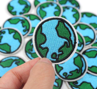 Earth Planet Iron On Patch- Space Green Blue Eco Applique Crafts Badge - HanDan Patches