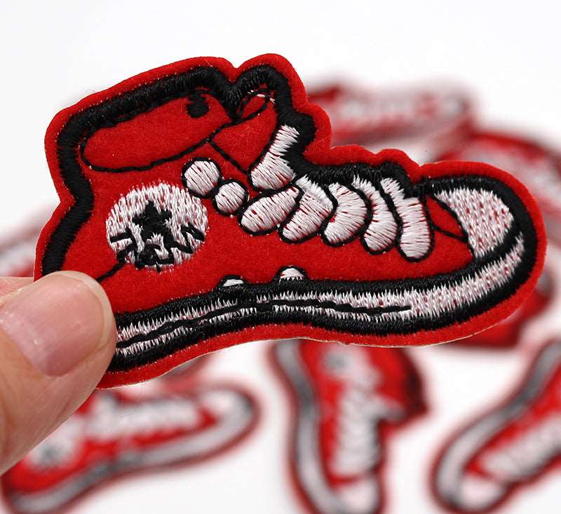 Red Retro Trainers Iron On Patch- Cute Funny Fashion Applique Crafts Badge HD148 - HanDan Patches