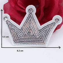 Load image into Gallery viewer, Sequin Silver Crown Iron On Patch Royal Queen Applique Craft Badge Patches - HanDan Patches
