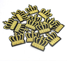 Load image into Gallery viewer, Gold Crown Iron On Patch- Royal Queen King Applique Crafts Badge - HanDan Patches
