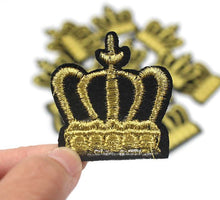 Load image into Gallery viewer, Gold Crown Iron On Patch- Royal Queen King Applique Crafts Badge - HanDan Patches
