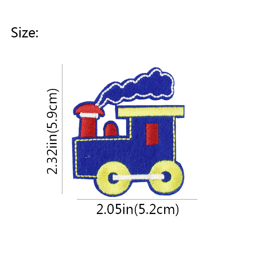 Steam Train Iron On Patch- Kids Vehicle Embroidered Applique Badge Patches