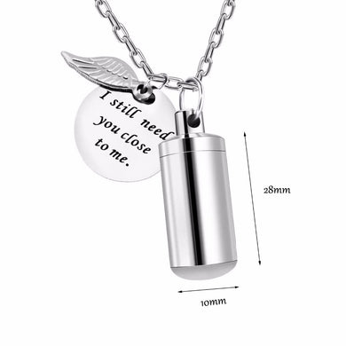Angel Wings Ashes Urn Pendant Memorial Necklace Cremation Jewellery - HanDan Patches