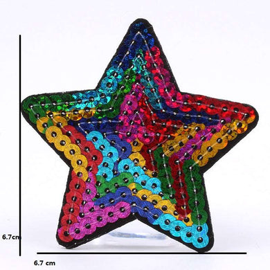 Sequin Rainbow Star Iron On Patch- Shape Applique Crafts Badge Patches HD162 - HanDan Patches