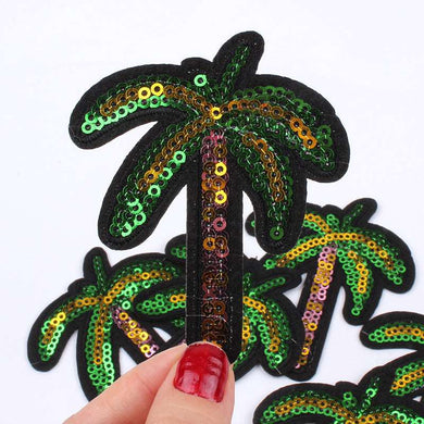Sequin Palm Tree Iron On Patch- Embroidered Beach Applique Badge Crafts- HD179 - HanDan Patches