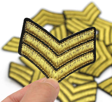 Gold Sergeant Stripes Army Iron On Patch- Military Soldier Badge Sew - HanDan Patches