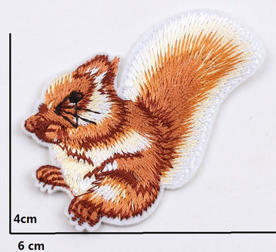Squirrel Embroidered Iron On Patch- Cute Animal Nature Sewing Badge - HanDan Patches
