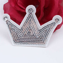 Load image into Gallery viewer, Sequin Silver Crown Iron On Patch Royal Queen Applique Craft Badge Patches - HanDan Patches
