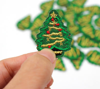 Mini Christmas Tree Iron On Patch- Xmas Decoration Embroidered Patches Sew - HanDan Patches