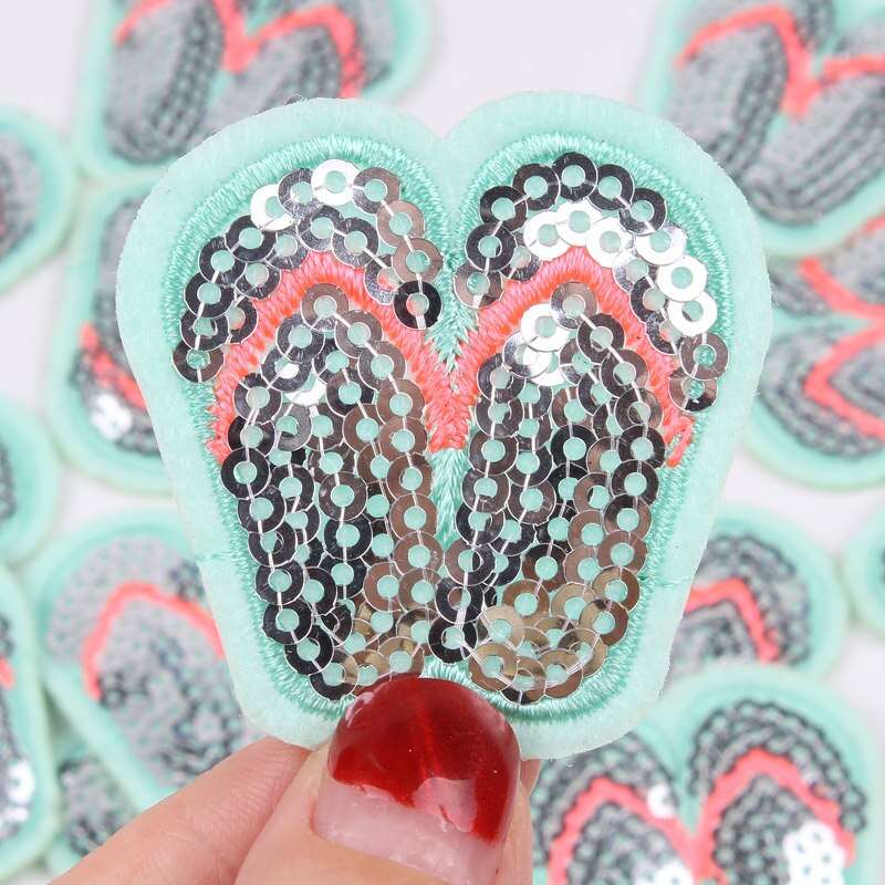 Sequin Flip Flops Iron On Patch- Sandals Summer Applique Badge Sew Crafts HD258 - HanDan Patches