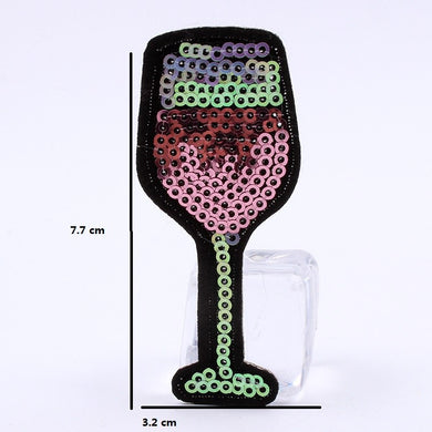 Sequin Wine Glass Iron On Patch- Cute Drink Applique Crafts Badge Patches - HanDan Patches